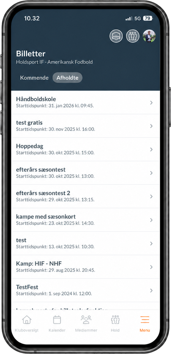 Billets des participants aux événements de la fédération dans l'application SportMember